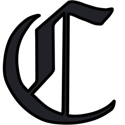 A black capital 'C' in a Gothic font